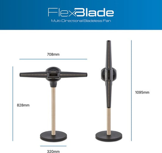 Dimplex FlexBlade Ventilator Bladloos – Oscillerende Tafelventilator - 180° Kantelbaar - 5 Snelheden & Timer - 20m Bereik – Waaier (36dB) - Magnetische Afstandsbediening