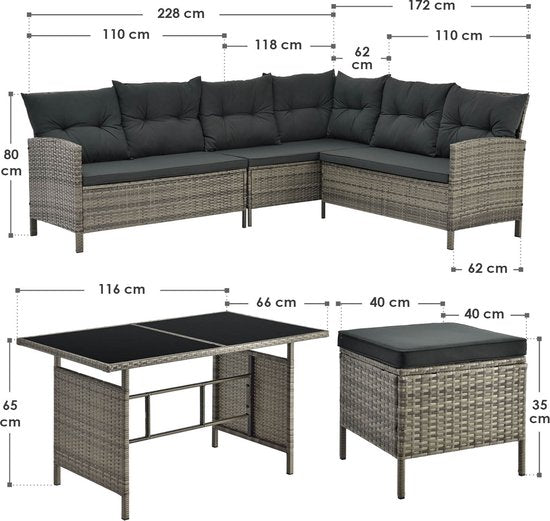 Polyrotan Loungeset - Manacor - Grijs