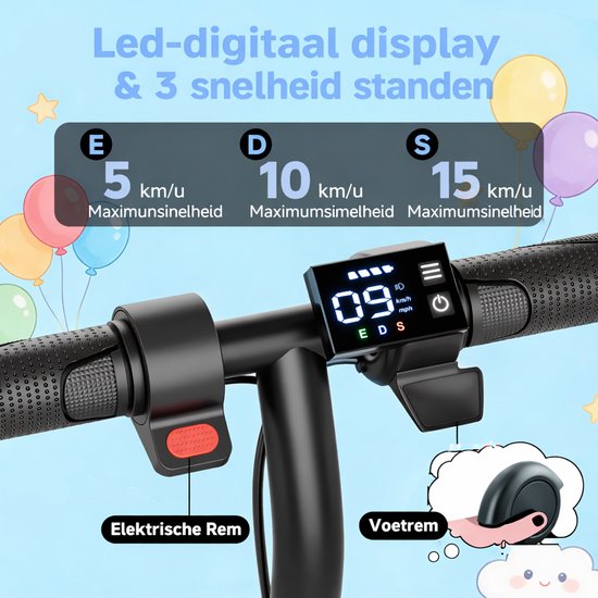 Stay-on Ladped Zwart - Elektrische kinderstep - 15km/h - Max. 15 km - Bluetooth Speaker - LED Color Lights - NL handleiding