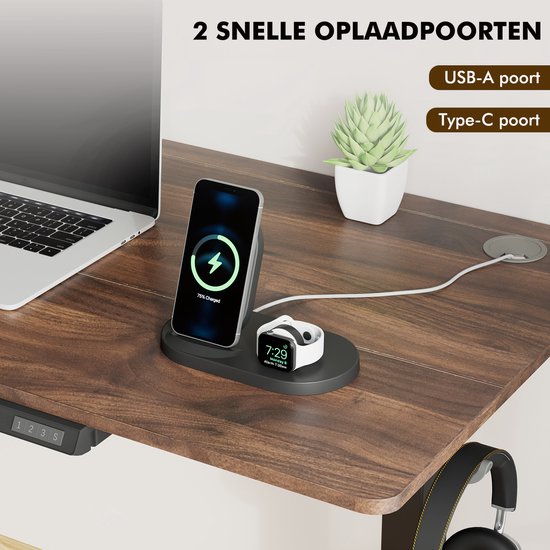 Zit-sta bureau 140 x 70 cm - Elektrisch verstelbaar - Anti-botsingstechnologie - USB-A/USB-C poorte