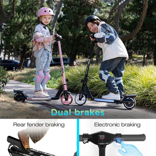 RCB Elektrische Step Kinderen - 6.5 inch- Verlichting - 5/10/15 km/u - zwart