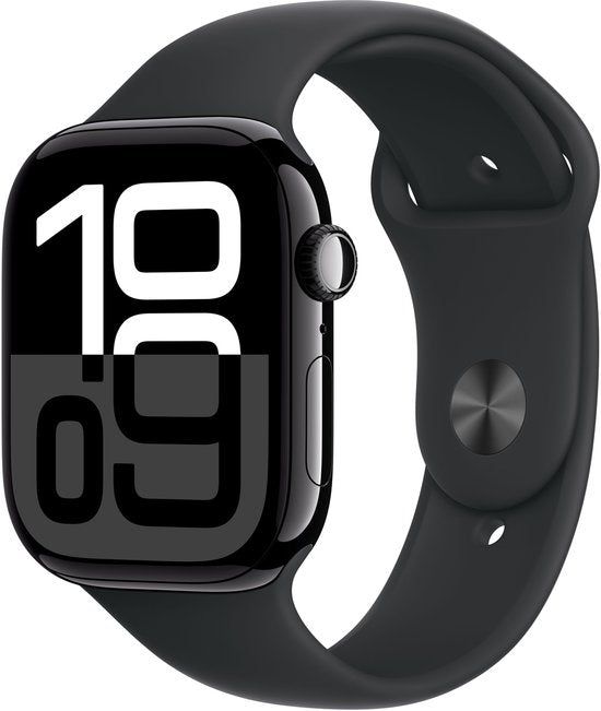 Apple Watch Series 10 - Wifi + 4G - 46mm - Zwarte Aluminium Case met Zwart Sportbandje - M/L