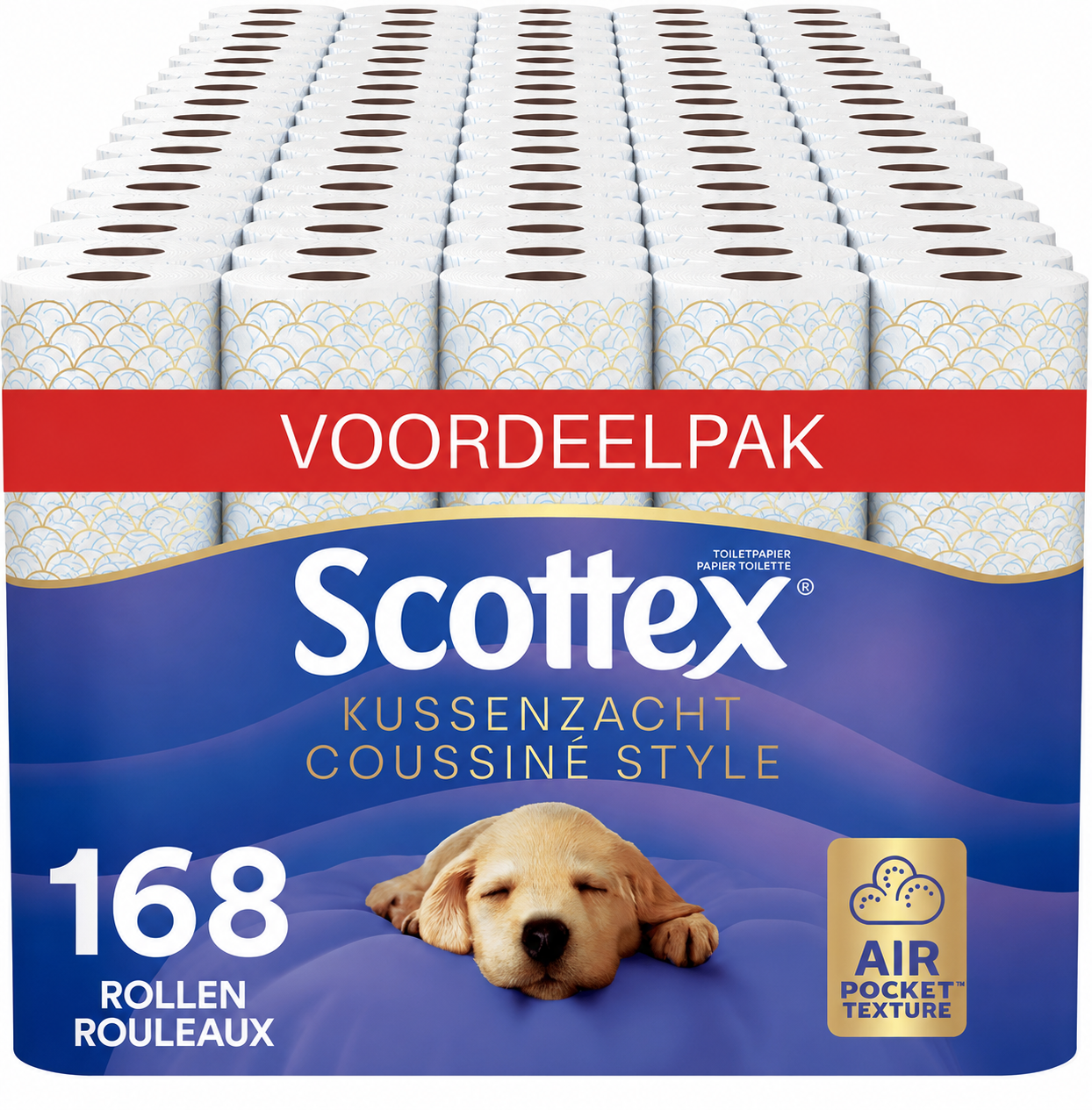 Scottex® toiletpapier - Kussenzacht Design wc papier - 168 rollen - Ultiem comfort - Voordeelverpakking