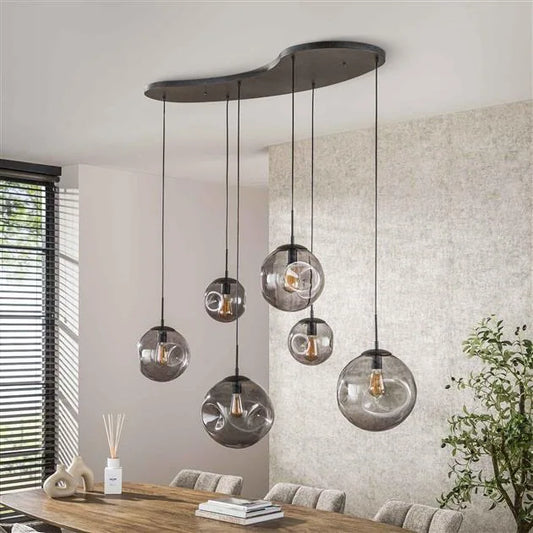 Mika 6-lichts Hanglamp Smoke