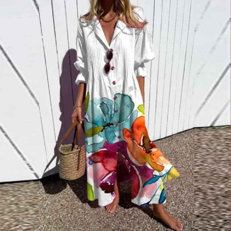 Cassidy™ – Maxi-jurk met boho pofmouwen