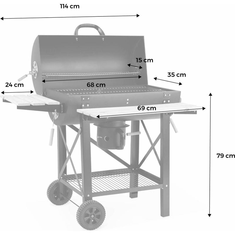 Barbecue Américain Charbon de Bois REVO Malaga – Fumoir avec Thermomètre