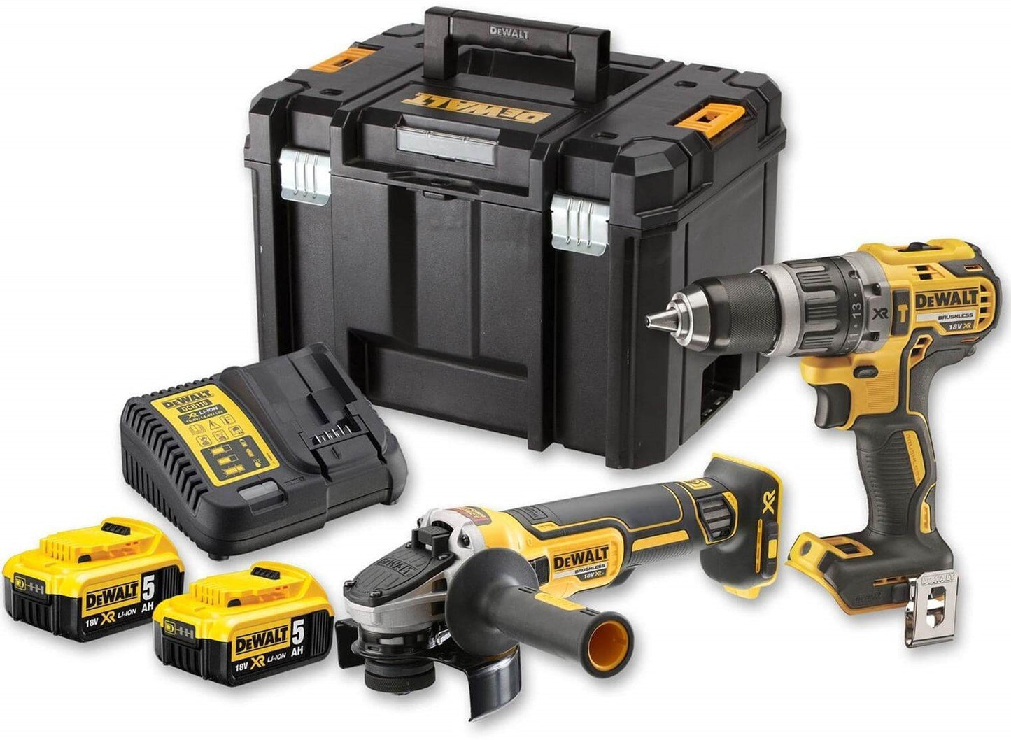 DeWalt DCK2020P2T accu set | DCD791 accuboormachine + DCG405 accu haakse slijper | 18v 5.0Ah Li-ion
