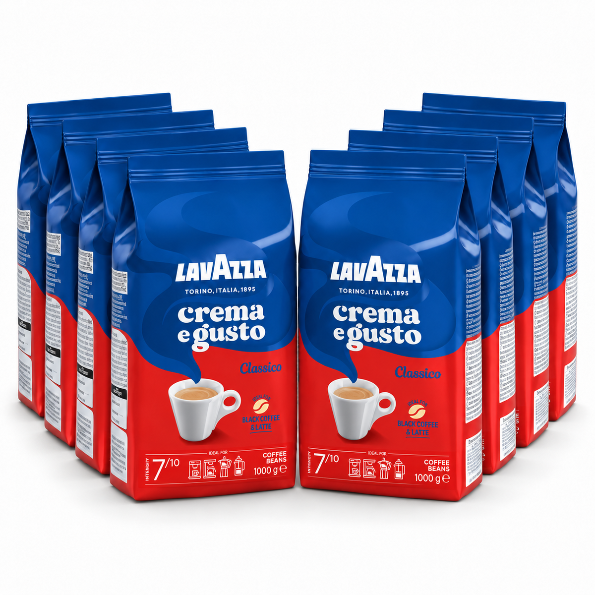 Lavazza Crema e Gusto Classico Espresso Coffee Beans – 8 × 1kg Bundle