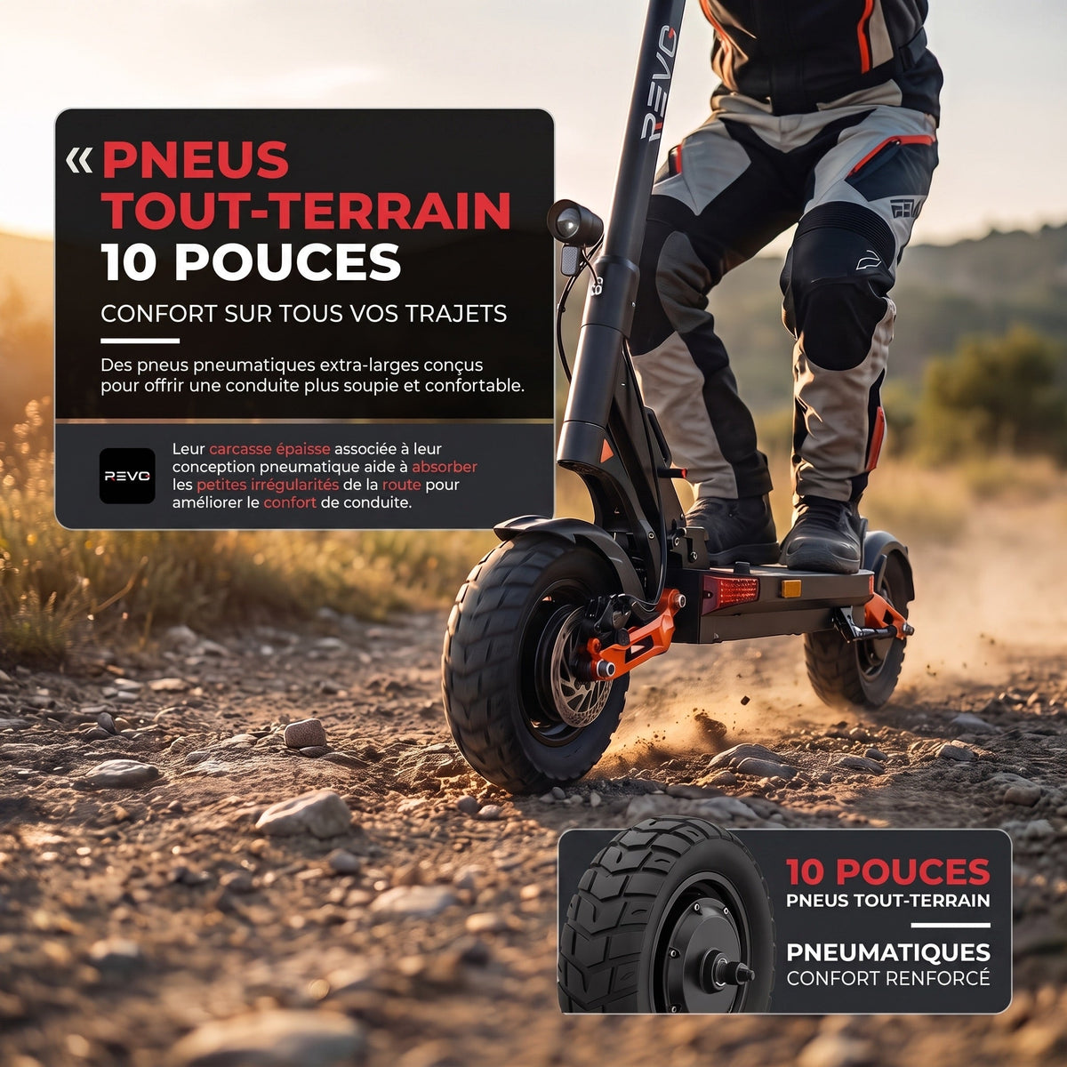 El-løbehjul REVO Titan X2 – to motorer à 1.000 W – rækkevidde op til 75 km – 60 V 18 Ah batteri – 10 tommer terrændæk