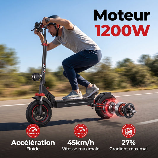 El-løbehjul REVO Peak – 1.000 W (spidsbelastning 1.200 W) – rækkevidde op til 55 km – 48 V 15 Ah batteri – 11 tommer terrændæk