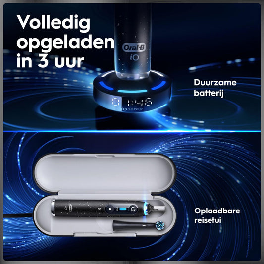 Oral-B iO 10 Elektrische Tandenborstel Cosmic Zwart + 4 Opzetborstels