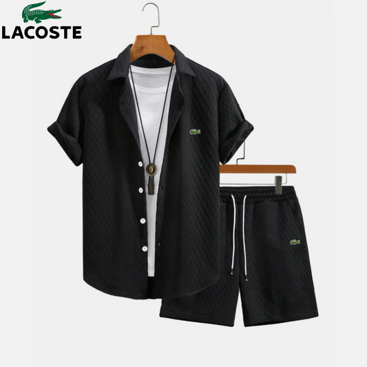 2026 Heren zomer gebreide overhemd- en shortset || Uitverkoop