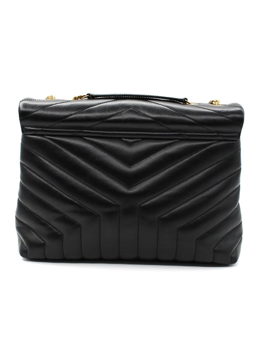 Saint Laurent LouLou-tas van zwart leer, middelgroot, 32 cm