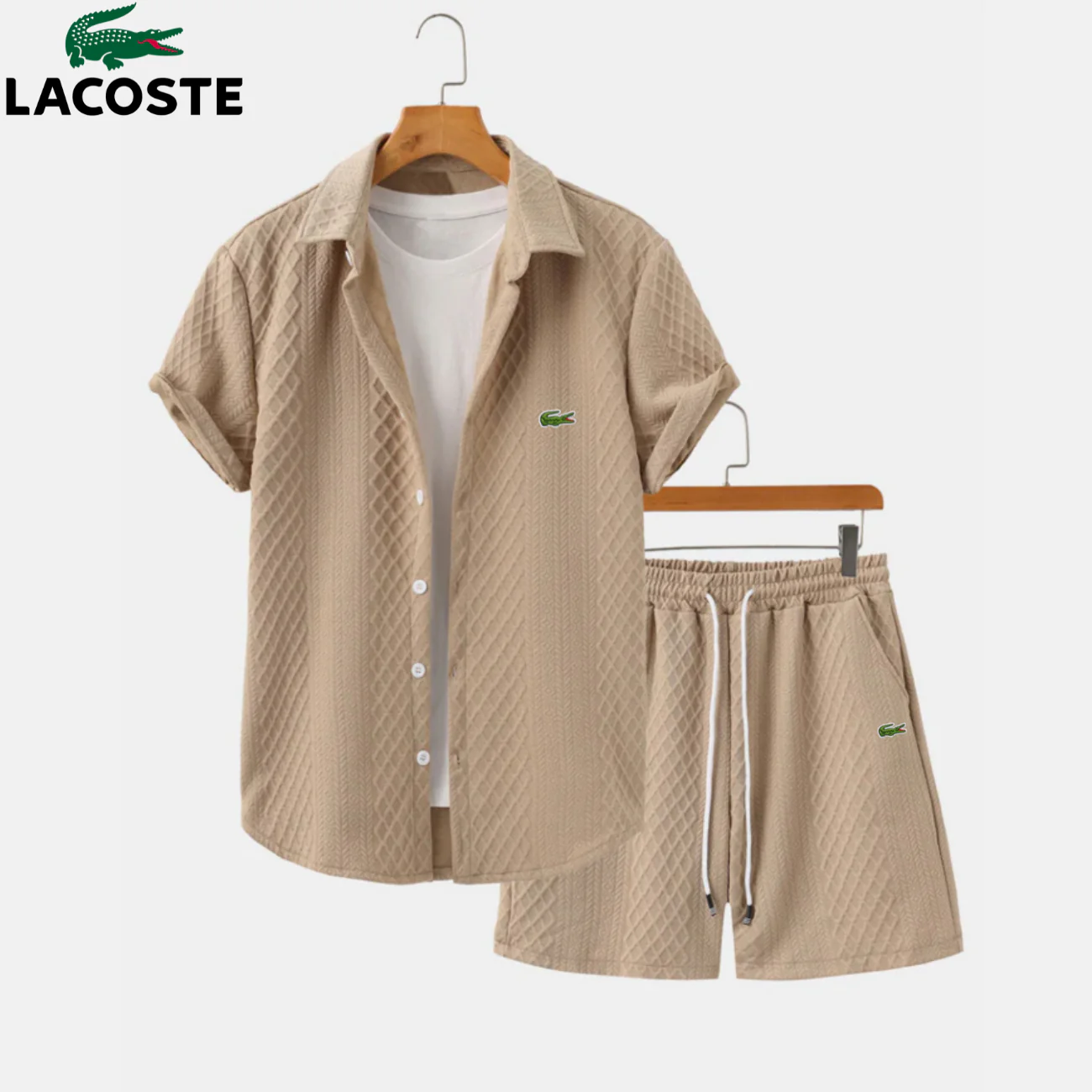 2026 Heren zomer gebreide overhemd- en shortset || Uitverkoop