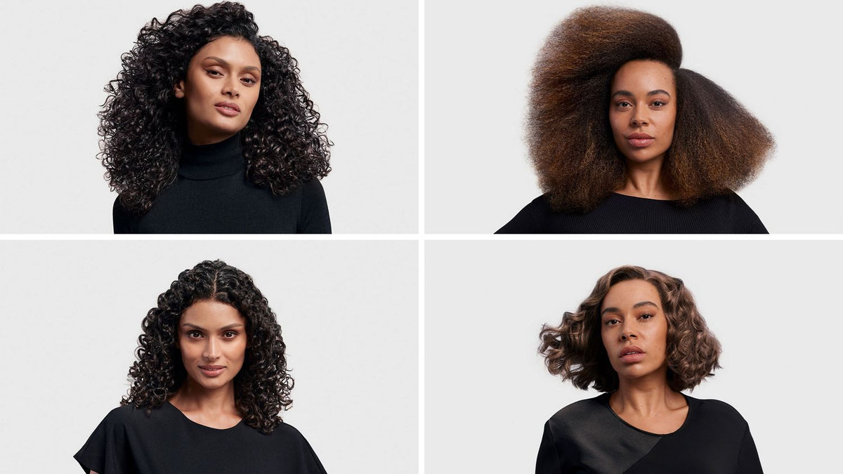 Before and after imagery of hair styled using the Dyson Airwrap i.d. multi-styler and dryer.