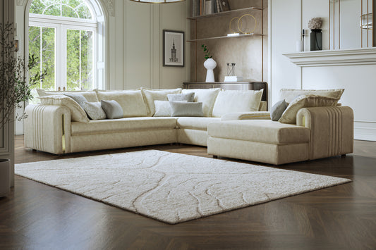 Savoy – 3 Corner 3 Chaise Sofa with Console – Cream