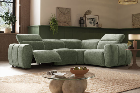 Solace – 3 Corner 1.5 Power Recliner Sofa with Headrest – Green