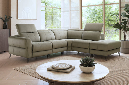 Jax – 3 Cnr 1.5 Chaise, Double Pow Recliner, Headrest & Storage – Brown