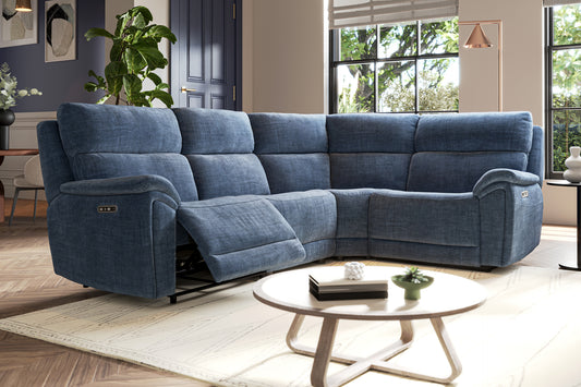 Atlanta – 3 Corner 1.5 Power Recliner Sofa with Headrest – Blue