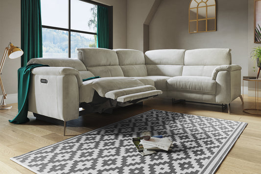 Illinois – 2 Corner 1 Power Recliner Sofa with Power Headrest – Silver