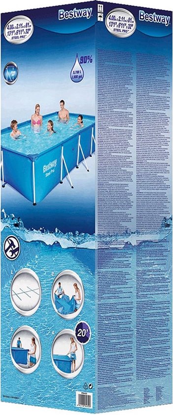Bestway Steel Pro Zwembad - 400 x 211 x 81 cm - Rechthoekig Opzetzwembad met Stalen Frame - Familiezwembad