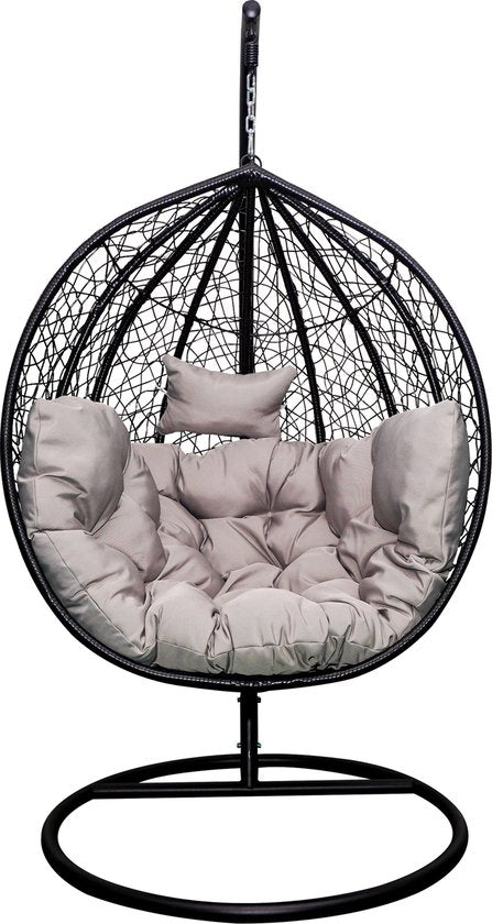 arash® XXL Egg Hangstoel – Hangstoel met standaard – Egg Chair – tot 150kg – Lichtgrijs