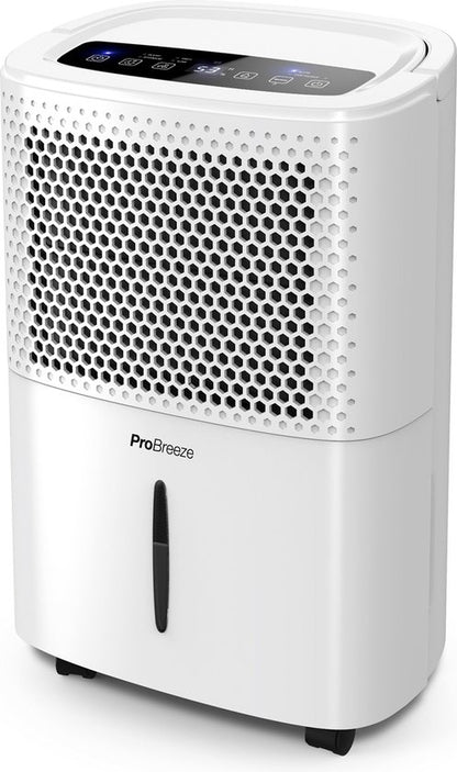 Pro Breeze 12L/dag Luchtontvochtiger – Digitale Vochtigheidsweergave, Slaapmodus, Continue Afvoer Optie en 24-uurs timer – 1.8L Tank Verwijderd Schimmel, Damp en Vocht - Dehumidifier voor Thuis, Garage en Kelder
