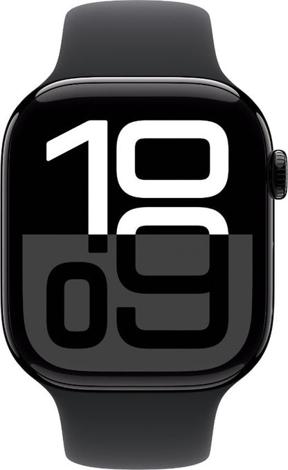 Apple Watch Series 10 - Wifi + 4G - 46mm - Zwarte Aluminium Case met Zwart Sportbandje - M/L