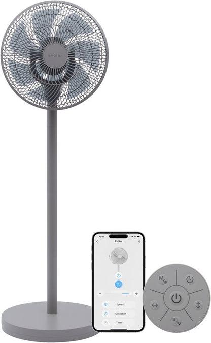 Evolar Smart Ventilator Staand - 36W - Incl. Accu - Statiefventilator - Ambient Light - WiFi - App & Afstandsbediening - EVO-SF36GW