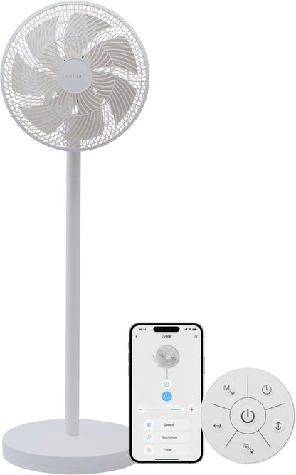 Evolar Smart Ventilator Staand - 36W - Incl. Accu - Statiefventilator - Ambient Light - WiFi - App & Afstandsbediening - EVO-SF36WW