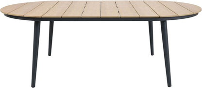 AXI Chay Tuinset met 8 stoelen Houtlook/antraciet – Gepoedercoat aluminium frame – 8 Personen - Dining set met kussens voor balkon, tuin en terras - Weerbestendig