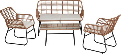 tectake® Bistroset Molfetta XL - Tuinset voor 4 Personen - Weerbestendige Loungeset - 2 Tuinstoelen, Tuinbank en Tuinafel - Inclusief comfortabele Kussens - Zitgroep voor Tuin, Balkon en Terras
