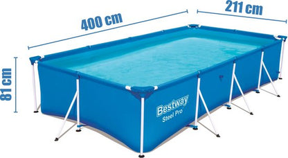 Bestway Steel Pro Zwembad - 400 x 211 x 81 cm - Rechthoekig Opzetzwembad met Stalen Frame - Familiezwembad