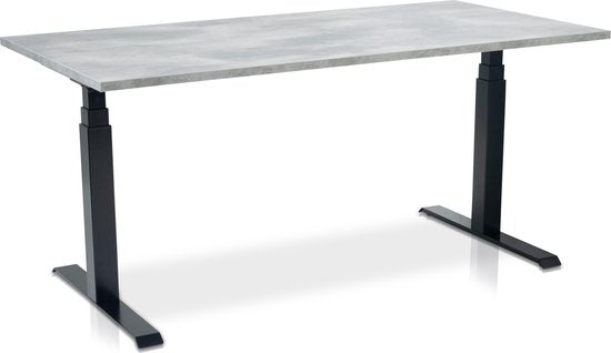 Zit-sta bureau elektrisch verstelbaar - MRC PRO NEN-EN 527 | 160 x 80 cm | frame zwart - blad betonlook | memory functie met USB | 150kg draagvermogen