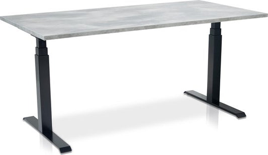 Zit-sta bureau elektrisch verstelbaar - MRC PRO NEN-EN 527 | 160 x 80 cm | frame zwart - blad betonlook | memory functie met USB | 150kg draagvermogen