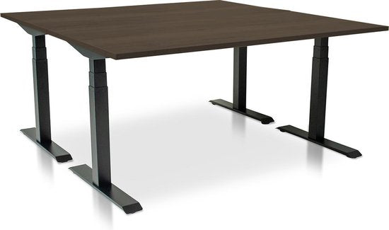 Zit-sta bureau elektrisch verstelbaar - MRC PRO NEN-EN 527 | 120 x 80 cm | frame zwart - blad bruin eiken | Memory functie met USB | 150kg draagvermogen
