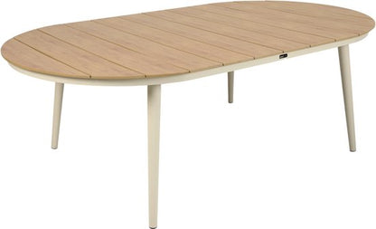AXI Chay Tuinset met 8 stoelen Houtlook/beige – Gepoedercoat aluminium frame – 8 Personen - Diningset met kussens voor balkon, tuin en terras - Weerbestendig
