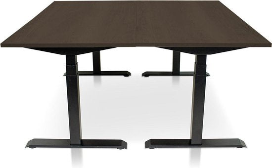 Zit-sta bureau elektrisch verstelbaar - MRC PRO NEN-EN 527 | 120 x 80 cm | frame zwart - blad bruin eiken | Memory functie met USB | 150kg draagvermogen