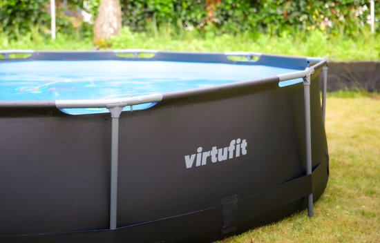 VirtuFit Rond Zwembad Ø366 x 100 cm - Incl. Filterpomp - Opzetzwembad - Duurzaam & Veilig Stalen Frame - Antraciet