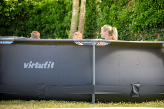 VirtuFit Rond Zwembad Ø366 x 100 cm - Incl. Filterpomp - Opzetzwembad - Duurzaam & Veilig Stalen Frame - Antraciet