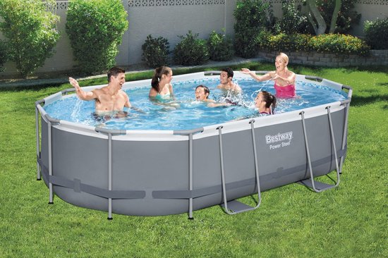 Bestway - Power Steel - Opzetzwembad inclusief filterpomp en accessoires - 488x305x107 cm - Ovaal