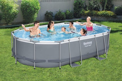 Bestway - Power Steel - Opzetzwembad inclusief filterpomp en accessoires - 488x305x107 cm - Ovaal