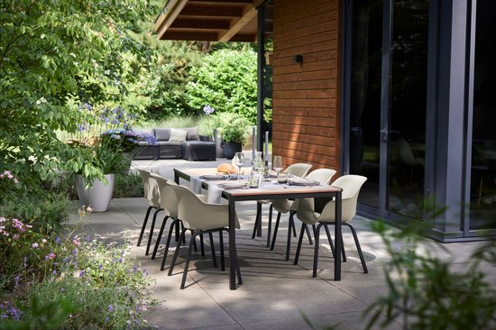 Keter Porto Diningset - Signature Porto Tafel en 6 Noa Tuinstoelen - Ashwood/Salie Groen