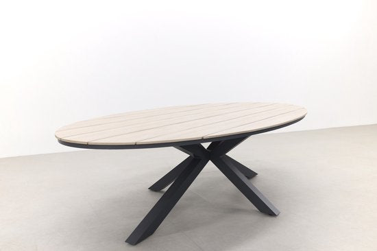 Jasmine Black/GI Edison 8-persoons dining tuinset 280x140 cm.