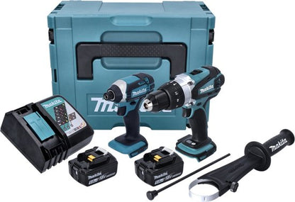 Makita DLX2145TJ 18V Li-Ion Combiset - Accuboormachine met Klopfuntie (DHP458) - Slagschroevendraaier (DTD152) - 2x 5.0Ah accu's