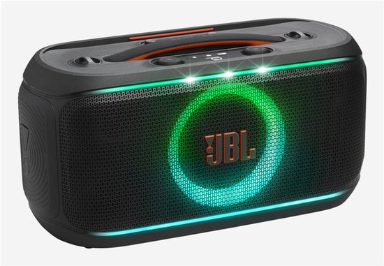 JBL PartyBox On The Go 2 – Draagbare Bluetooth Speaker - Met Draadloze Microfoon - Handige Schouderriem - LED verlichting - Spatwaterdicht - Zwart