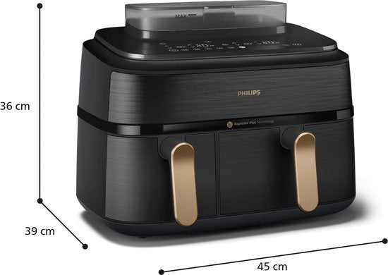 Philips 5000 series NA552/00 - Dubbele heteluchtfriteuse - 9L - 2750W - Zwart