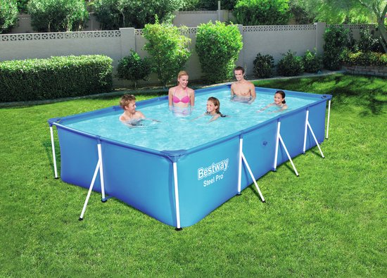 Bestway Steel Pro Zwembad - 400 x 211 x 81 cm - Rechthoekig Opzetzwembad met Stalen Frame - Familiezwembad