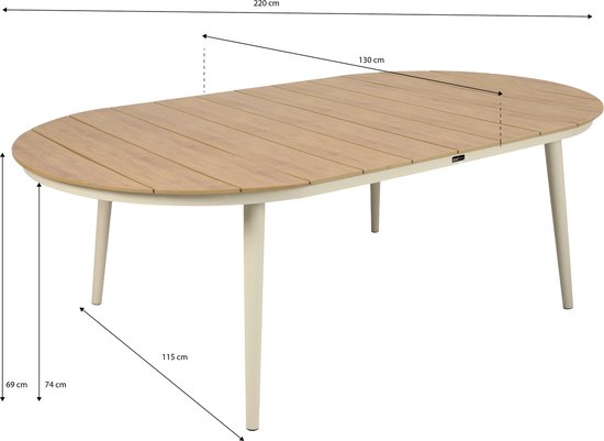 AXI Chay Tuinset met 8 stoelen Houtlook/beige – Gepoedercoat aluminium frame – 8 Personen - Diningset met kussens voor balkon, tuin en terras - Weerbestendig