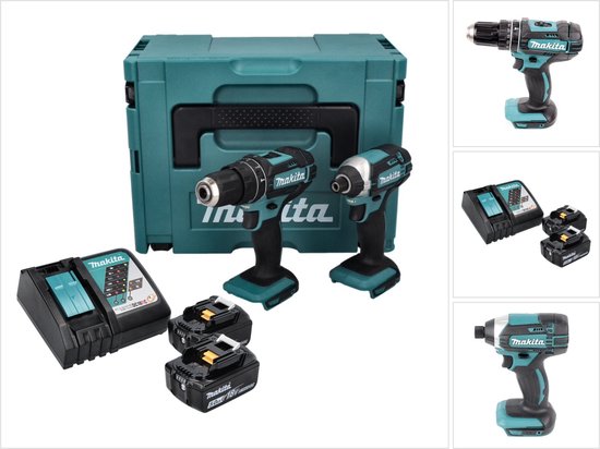 Makita DLX2131TJ 18V Li-Ion Combiset - Accuboormachine met klopfunctie (DHP482) & Slagschroevendraaier (DTD152) (2x 5.0Ah Accu) in Mbox